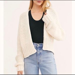 Free People | Cream Large Knit Cardigan Sweater L